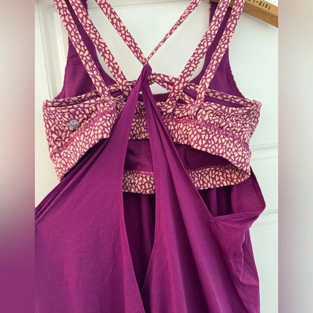 Lululemon Nouveau Limits Tank Regal Plum Miss Mosaic Peach Fuzz gym bra yoga US6 - Picture 6 of 6